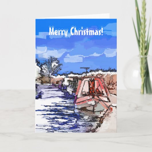 KANALBOOTE DER CHRISTMAS FEIERTAGSKARTE (Vorderseite)