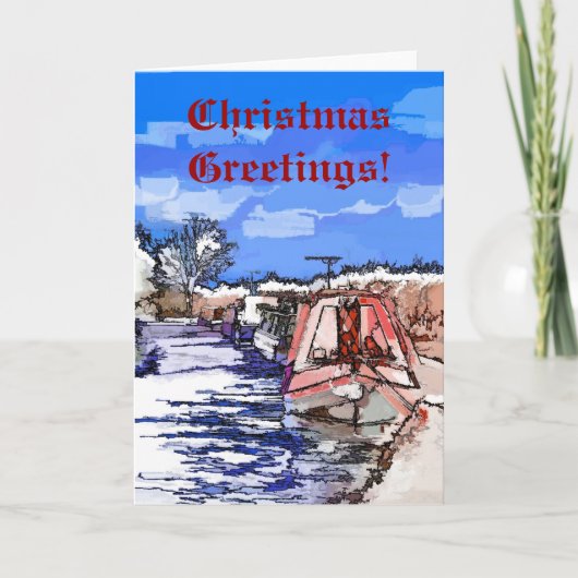 KANALBOOTE DER CHRISTMAS FEIERTAGSKARTE (Vorderseite)