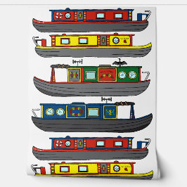 Kanalboote, Lastkähne und Narrowboats Muster Tapete