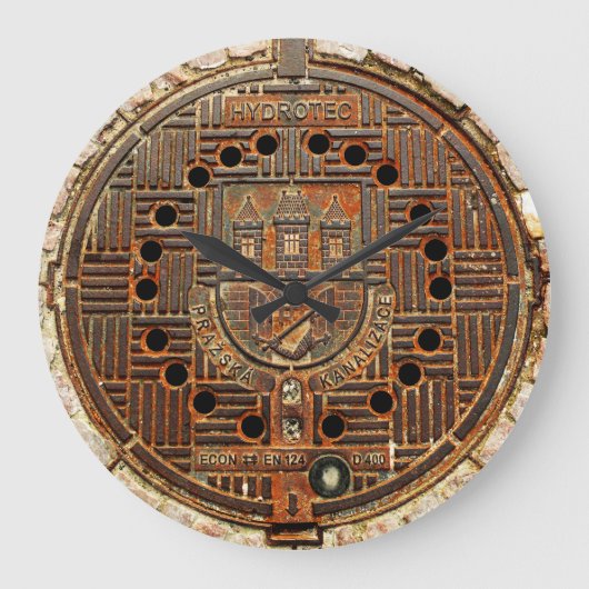 Kanaldeckel 4 (Prag) Große Wanduhr (Vorderseite)