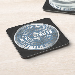 Kanaldeckel Staten Island Blau Getränkeuntersetzer