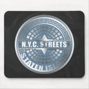 Kanaldeckel Staten Island Blau Mousepad