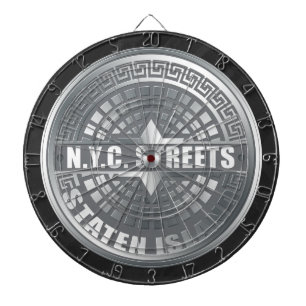 Kanaldeckel Staten Island Grau Dartscheibe
