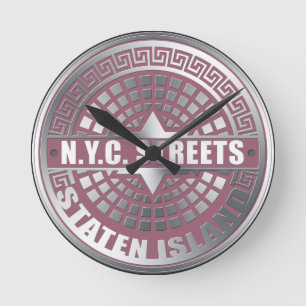 Kanaldeckel Staten Island Runde Wanduhr