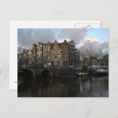 Kanäle in Amsterdam Postkarte (Vorne/Hinten)