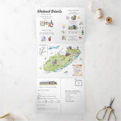 Kanalinseln | Illustrierte Hochzeit Dreifach Gefaltete Einladung (Innenseite)