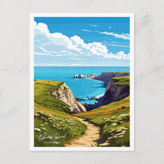 Kanalinseln Kalifornien - Darstellung von Reisen Postkarte (Vorderseite)