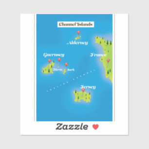 Kanalinseln-Karte Poster. Aufkleber