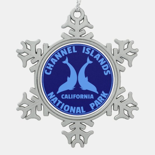 Kanalinseln Nationalpark California Dolphin Schneeflocken Zinn-Ornament (Vorderseite)