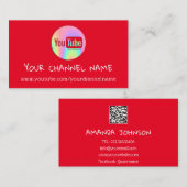 KANALNAME SIE TUBER LOGO QR CODE HOLOGRAPH RED VISITENKARTE (Vorne/Hinten)