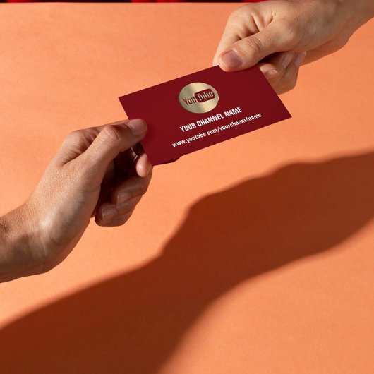 KANALNAME SIE TUBER LOGO QR CODE MAROON GOLD VISITENKARTE