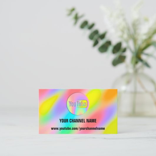 KANALNAME SIE TUBER LOGO QR CODE RAINBOW VIP VISITENKARTE (Stehend Vorderseite)
