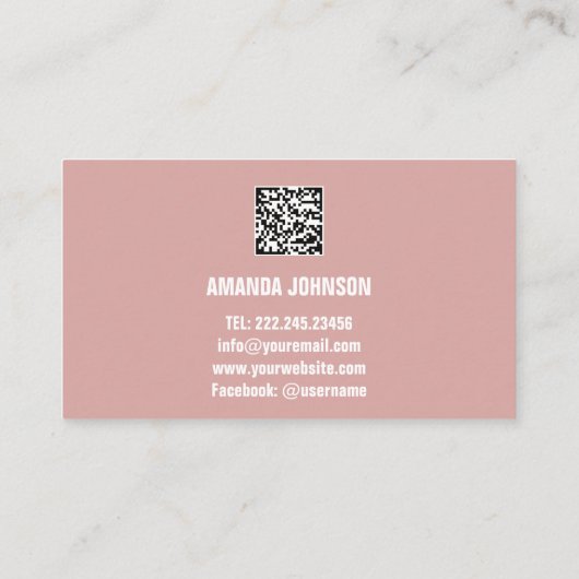 KANALNAME SIE TUBER LOGO QR CODE ROSE BLUSH VISITENKARTE (Rückseite)