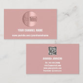 KANALNAME SIE TUBER LOGO QR CODE ROSE BLUSH VISITENKARTE (Vorne/Hinten)