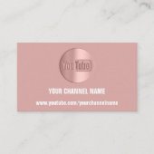 KANALNAME SIE TUBER LOGO QR CODE ROSE BLUSH VISITENKARTE (Vorderseite)