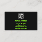 KANALNAME YOUTUBER LOGO QR CODE BLACK GREEN VISITENKARTE (Rückseite)