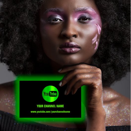 KANALNAME YOUTUBER LOGO QR CODE BLACK GREEN VISITENKARTE