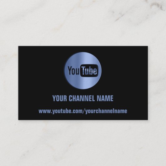 KANALNAME YOUTUBER LOGO QR CODE BLUE BLACK VISITENKARTE (Vorderseite)