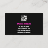 KANALNAME YOUTUBER LOGO QR CODE PINK BLACK VISITENKARTE (Rückseite)
