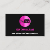 KANALNAME YOUTUBER LOGO QR CODE PINK BLACK VISITENKARTE (Vorderseite)