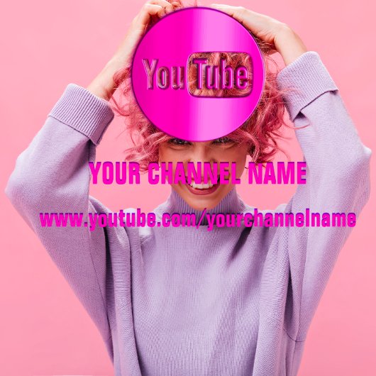 KANALNAME YOUTUBER LOGO QR CODE PINK WHITE VISITENKARTE
