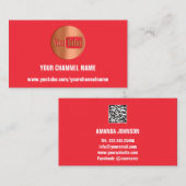 KANALNAME YOUTUBER LOGO QR CODE RED COPPER VISITENKARTE (Vorne/Hinten)
