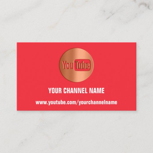 KANALNAME YOUTUBER LOGO QR CODE RED COPPER VISITENKARTE (Vorderseite)