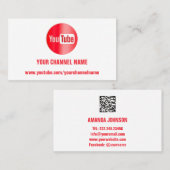 KANALNAME YOUTUBER LOGO QR CODE RED WHITE BUSI VISITENKARTE (Vorne/Hinten)