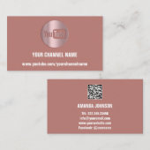 KANALNAME YOUTUBER LOGO QR CODE-ROSE VISITENKARTE (Vorne/Hinten)