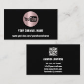 KANALNAME YOUTUBER LOGO QR ROSE SCHWARZ MODERN VISITENKARTE (Vorne/Hinten)