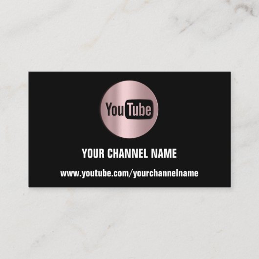 KANALNAME YOUTUBER LOGO QR ROSE SCHWARZ MODERN VISITENKARTE (Vorderseite)