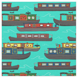 Kanalschmale Boote und Barges Muster Stoff