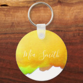 Kanarengelbe Wasserfarbe niedliche Mädchenname Schlüsselanhänger (Vorderseite)