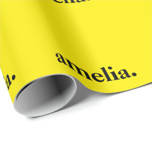 Kanariengelb Einfarbige Elegante Name Geschenkpapier