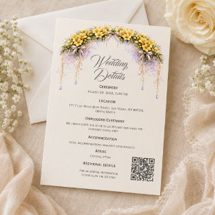 Kanariengelb Romantische Freesien-Blumenhochzeit Begleitkarte