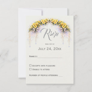 Kanariengelb Romantische Freesien-Blumenhochzeit RSVP Karte