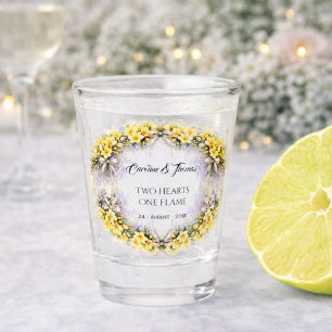 Kanariengelb Romantische Freesien-Blumenhochzeit Schnapsglas