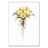 Kanariengelb Romantische Freesien-Blumenhochzeit Tischnummer (Rückseite)