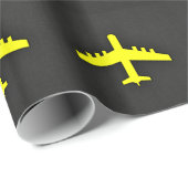 Kanariengelbes Flugzeug Geschenkpapier (Rolleneckpunkt)