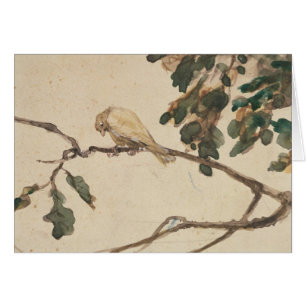 Kanarienvogel auf einer Eichen-Niederlassung
