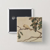 Kanarienvogel auf einer Eichen-Niederlassung Button (Vorne & Hinten)