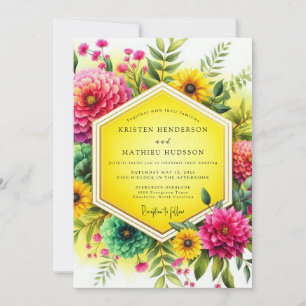 Kanarienvogel Lebendige Botanische Hochzeit Einladung