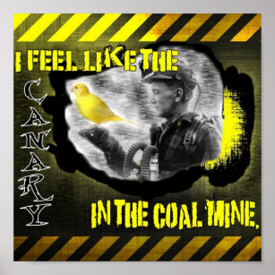 Kanarienwerk in einem Kohlebergwerk Poster