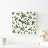 Kanarische Blätter Quadratische Wanduhr (Zuhause)
