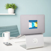 Kanarische Flagge Aufkleber (Laptop auf Schreibtisch)