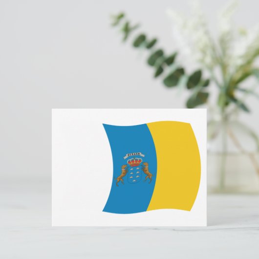 Kanarische Flagge Postkarte (Stehend Vorderseite)