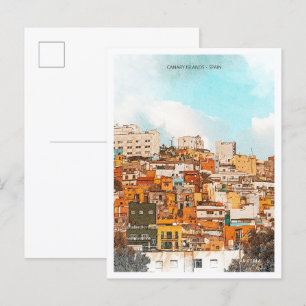 Kanarische Inseln Spanien Schöne Ölmalerei Landsch Postkarte