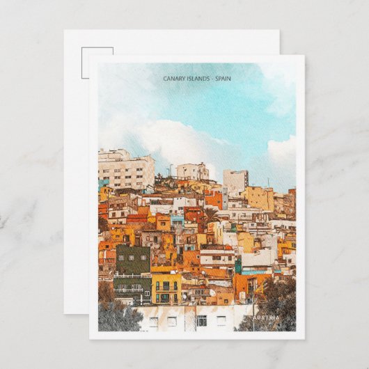 Kanarische Inseln Spanien Schönes Öl Paint Landsch Postkarte (Vorne/Hinten)