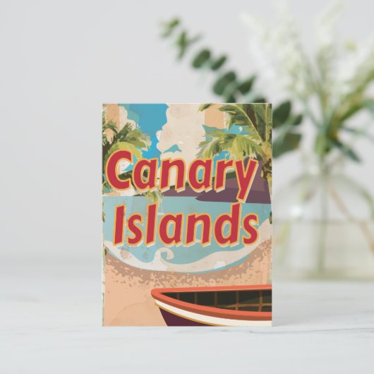 Kanarische Inseln Vintage Travel Poster Postkarte (Stehend Vorderseite)