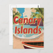 Kanarische Inseln Vintage Travel Poster Postkarte (Vorne/Hinten)